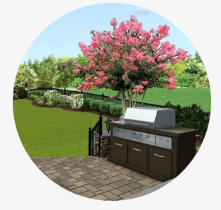 Landscape design with virtual reality imaging